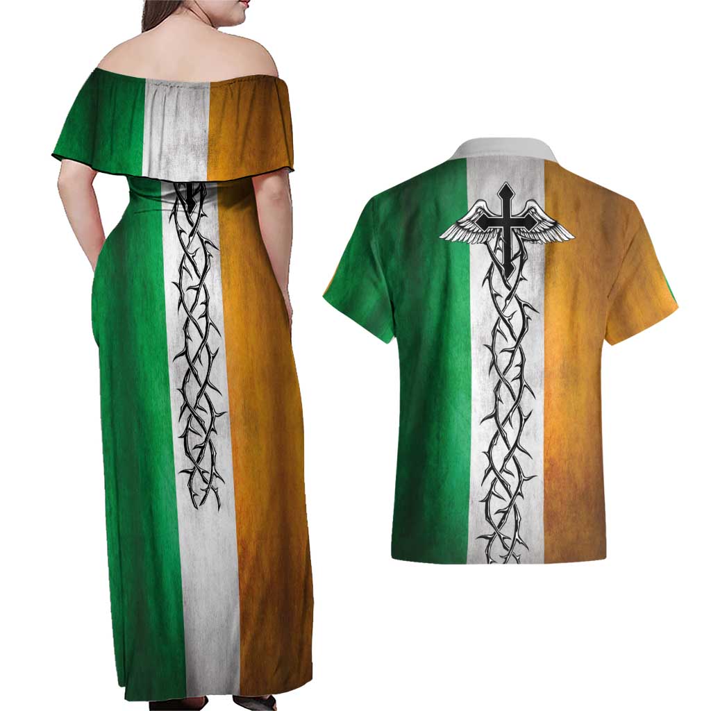 The Ireland - Notorious Couples Matching Off Shoulder Maxi Dress and Hawaiian Shirt Old School Tattoos Grunge Style