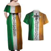 The Ireland - Notorious Couples Matching Off Shoulder Maxi Dress and Hawaiian Shirt Old School Tattoos Grunge Style