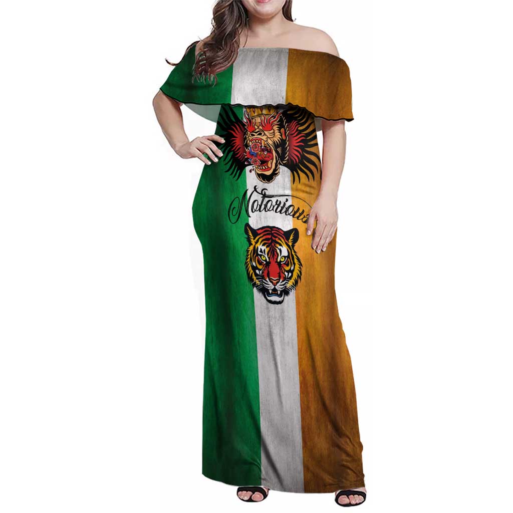 The Ireland - Notorious Family Matching Off Shoulder Maxi Dress and Hawaiian Shirt Old School Tattoos Grunge Style