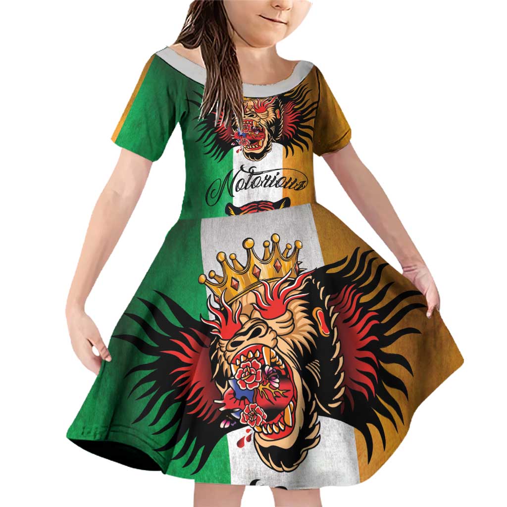 The Ireland - Notorious Family Matching Off Shoulder Short Dress and Hawaiian Shirt Old School Tattoos Grunge Style