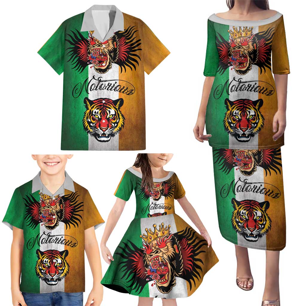 The Ireland - Notorious Family Matching Puletasi and Hawaiian Shirt Old School Tattoos Grunge Style