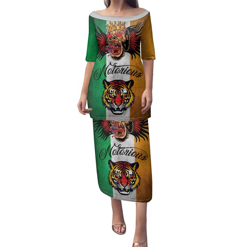 The Ireland - Notorious Family Matching Puletasi and Hawaiian Shirt Old School Tattoos Grunge Style