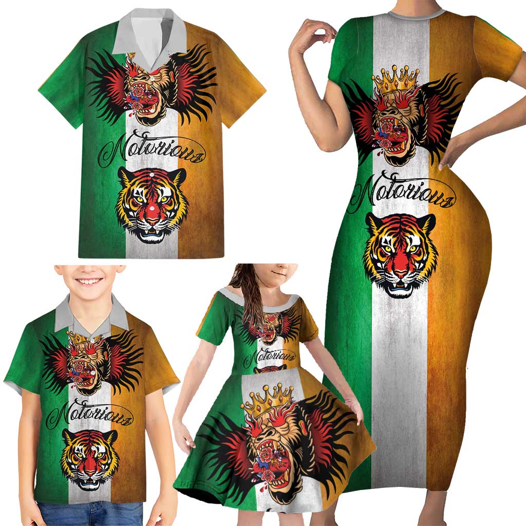 The Ireland - Notorious Family Matching Short Sleeve Bodycon Dress and Hawaiian Shirt Old School Tattoos Grunge Style