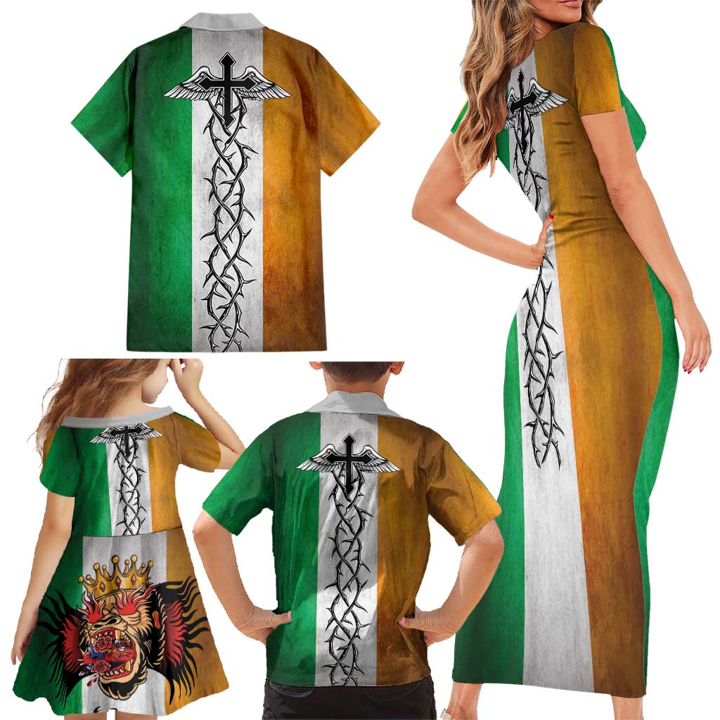 The Ireland - Notorious Family Matching Short Sleeve Bodycon Dress and Hawaiian Shirt Old School Tattoos Grunge Style