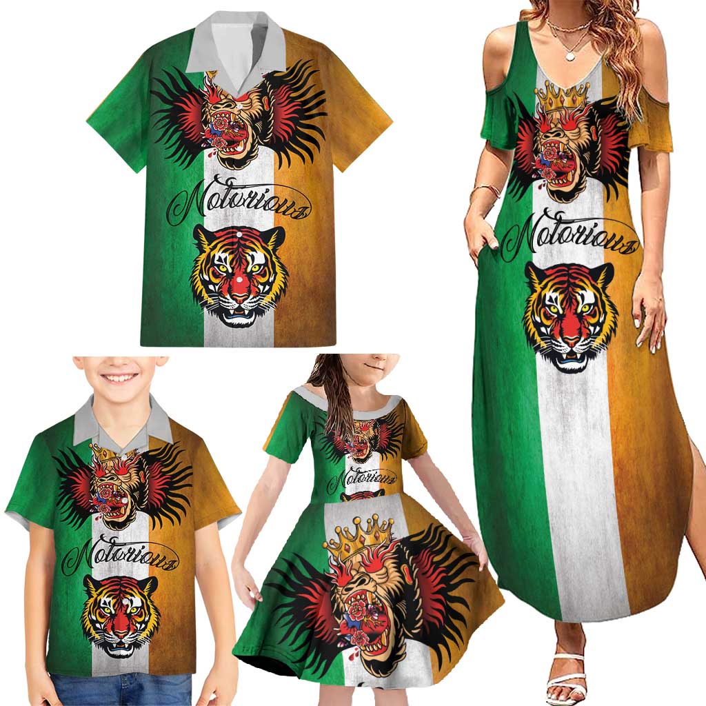 The Ireland - Notorious Family Matching Summer Maxi Dress and Hawaiian Shirt Old School Tattoos Grunge Style