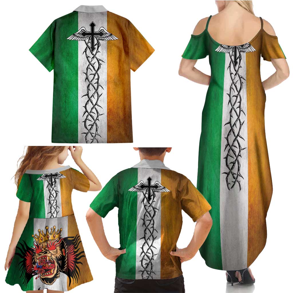 The Ireland - Notorious Family Matching Summer Maxi Dress and Hawaiian Shirt Old School Tattoos Grunge Style