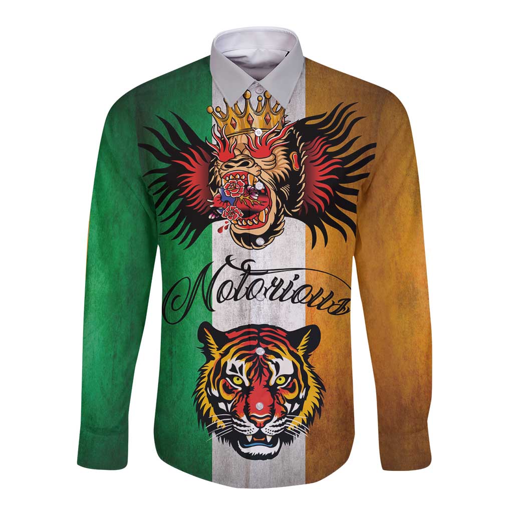 The Ireland - Notorious Long Sleeve Button Shirt Old School Tattoos Grunge Style