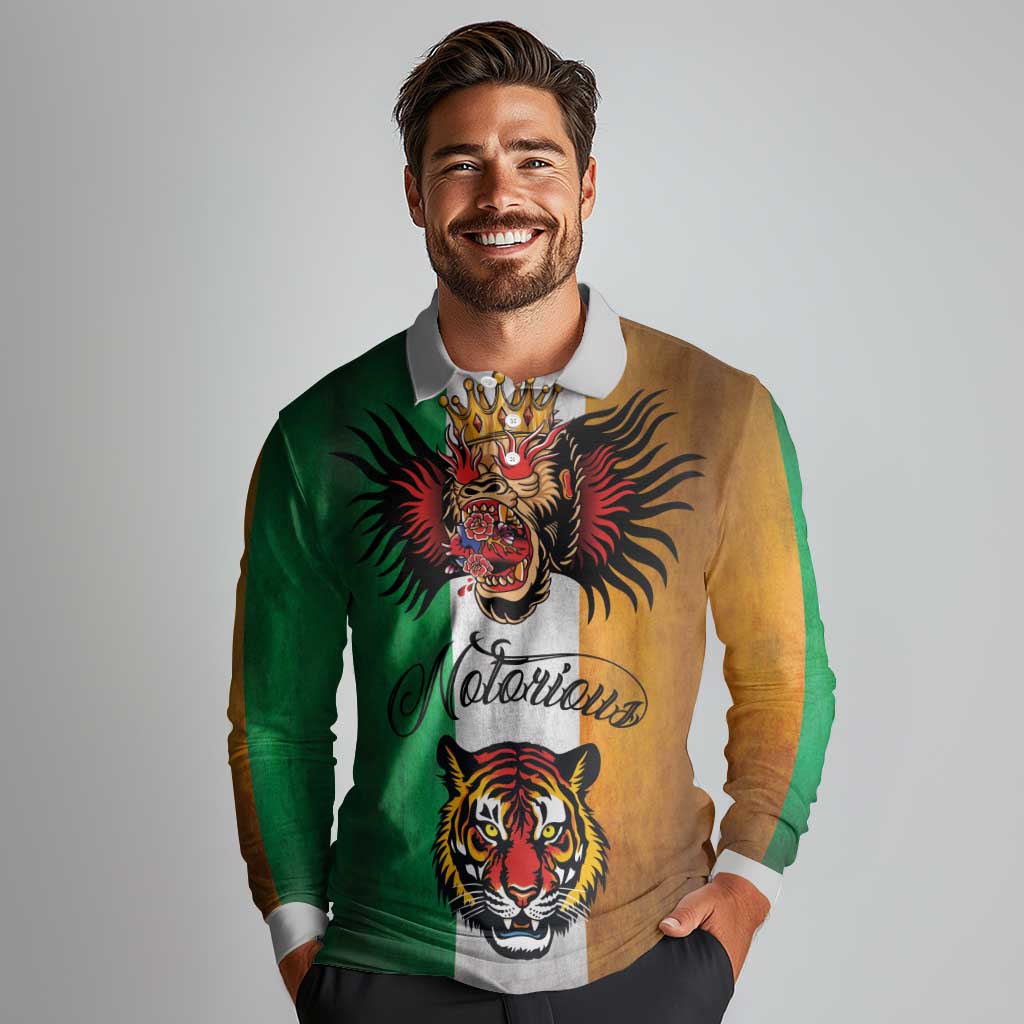 The Ireland - Notorious Long Sleeve Polo Shirt Old School Tattoos Grunge Style