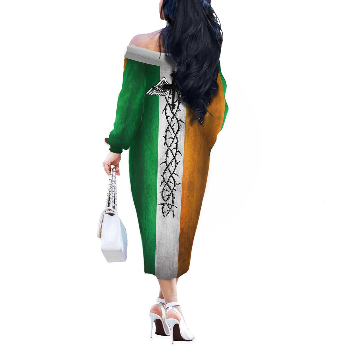 The Ireland - Notorious Off The Shoulder Long Sleeve Dress Old School Tattoos Grunge Style