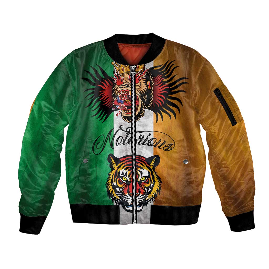The Ireland - Notorious Sleeve Zip Bomber Jacket Old School Tattoos Grunge Style - Wonder Print Shop
