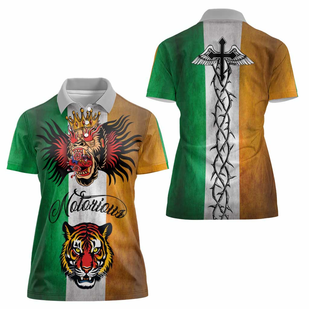 The Ireland - Notorious Women Polo Shirt Old School Tattoos Grunge Style - Wonder Print Shop