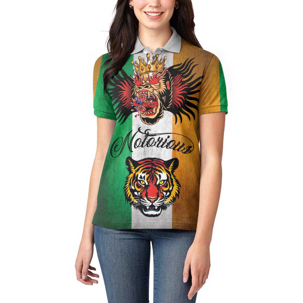 The Ireland - Notorious Women Polo Shirt Old School Tattoos Grunge Style - Wonder Print Shop