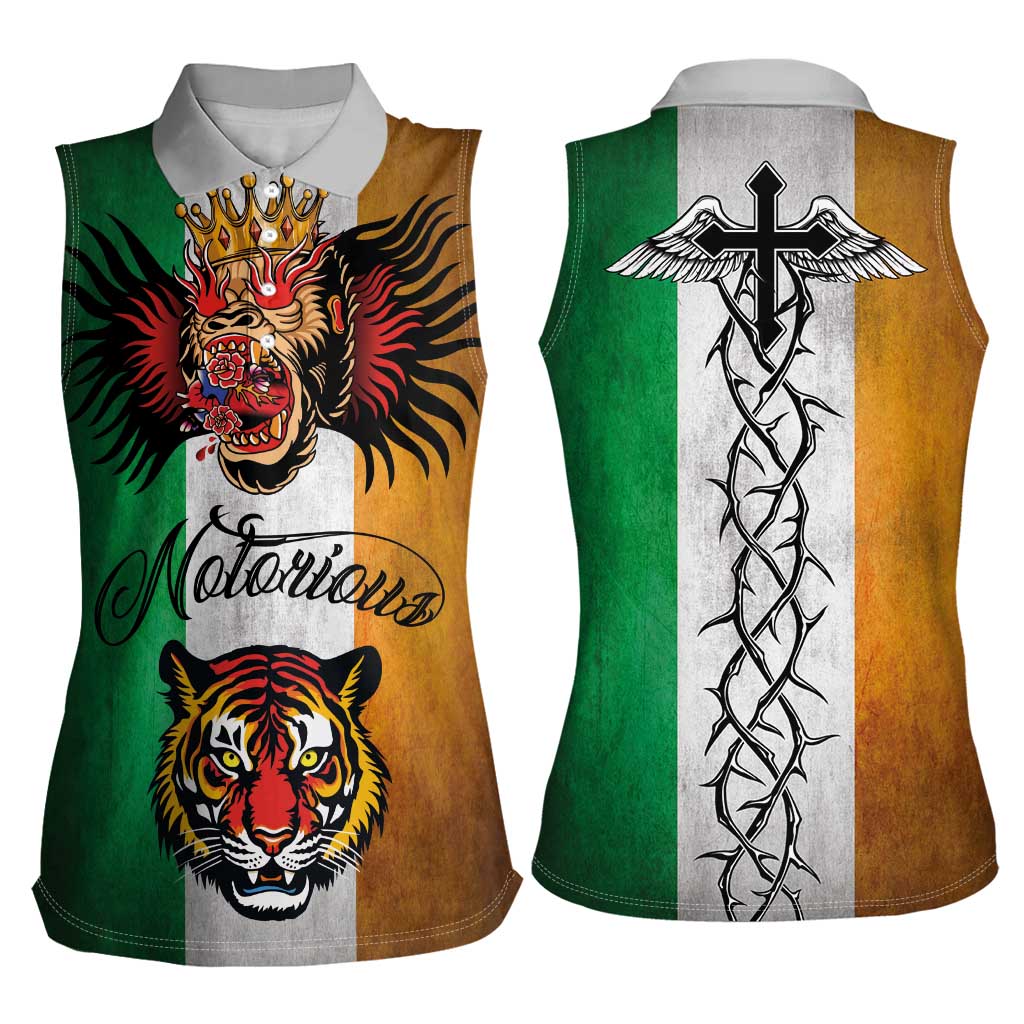 The Ireland - Notorious Women Sleeveless Polo Shirt Old School Tattoos Grunge Style - Wonder Print Shop