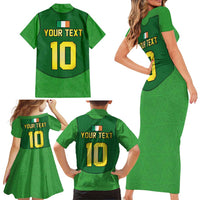 Custom Irish Rugby Family Matching Short Sleeve Bodycon Dress and Hawaiian Shirt St Patrick's Day Style - Gilet Costume