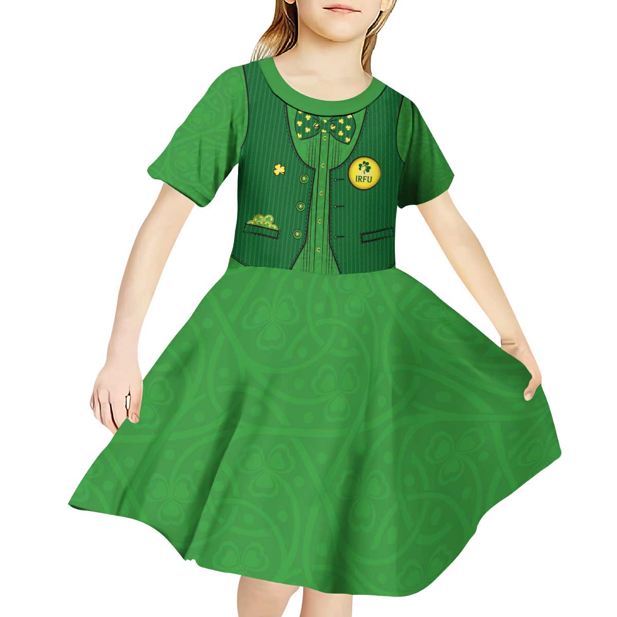 Custom Irish Rugby Kid Short Sleeve Dress St Patrick's Day Style - Gilet Costume