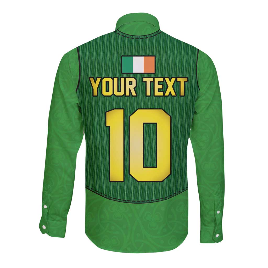 Custom Irish Rugby Long Sleeve Button Shirt St Patrick's Day Style - Gilet Costume
