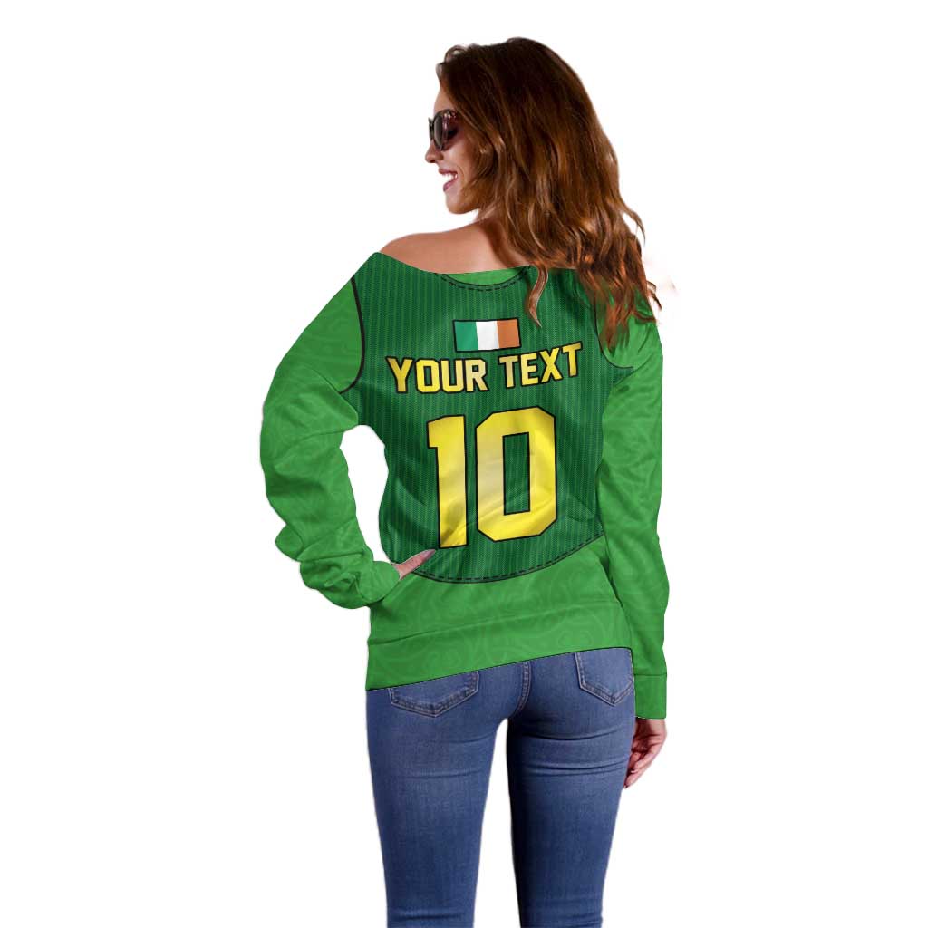 Custom Irish Rugby Off Shoulder Sweater St Patrick's Day Style - Gilet Costume