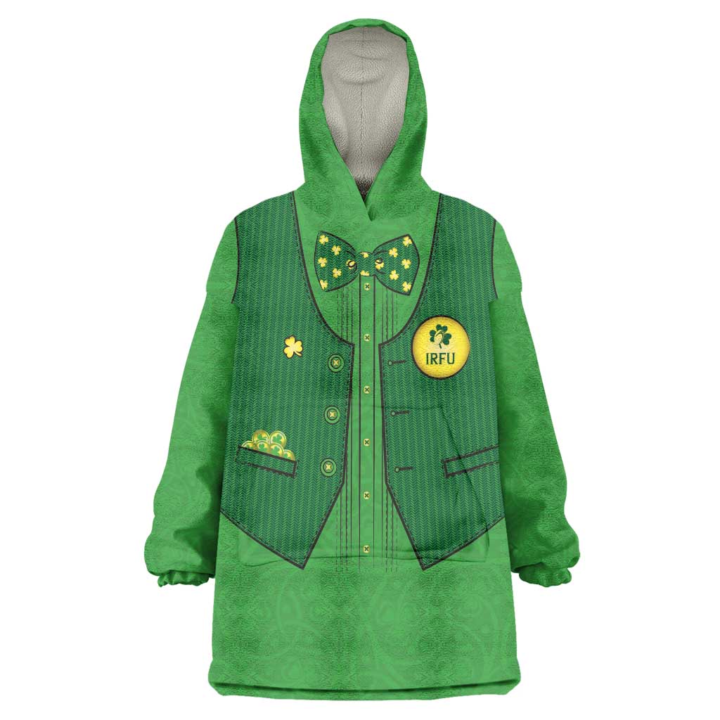Custom Irish Rugby Wearable Blanket Hoodie St Patrick's Day Style - Gilet Costume - Wonder Print Shop