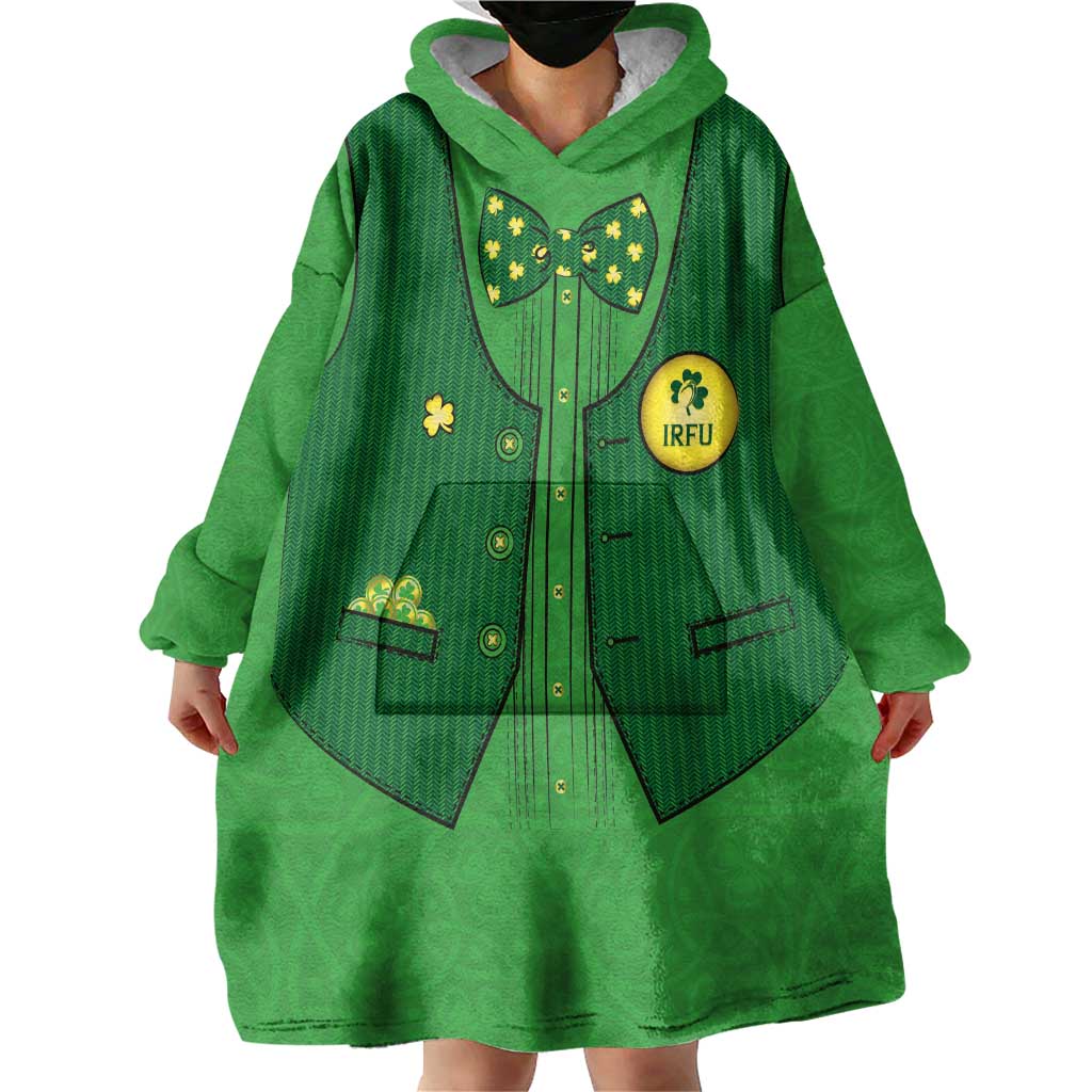 Custom Irish Rugby Wearable Blanket Hoodie St Patrick's Day Style - Gilet Costume - Wonder Print Shop