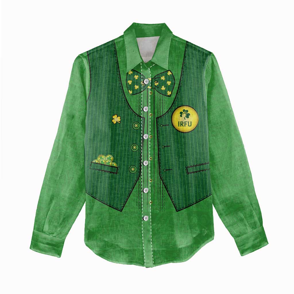 Custom Irish Rugby Women Casual Shirt St Patrick's Day Style - Gilet Costume - Wonder Print Shop