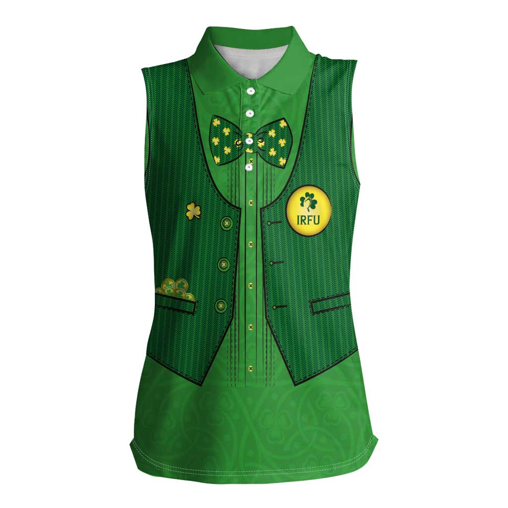 Custom Irish Rugby Women Sleeveless Polo Shirt St Patrick's Day Style - Gilet Costume - Wonder Print Shop