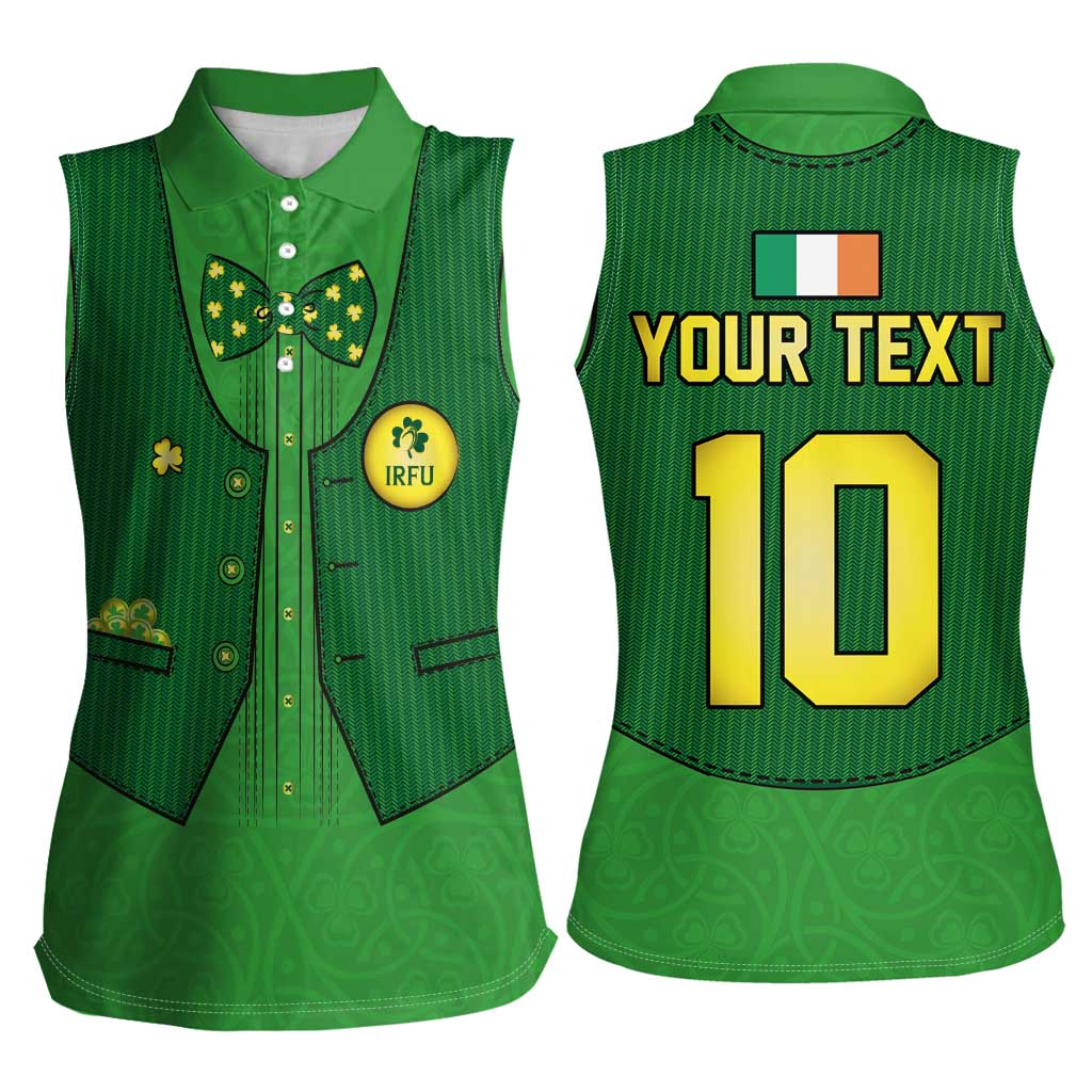 Custom Irish Rugby Women Sleeveless Polo Shirt St Patrick's Day Style - Gilet Costume - Wonder Print Shop