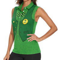 Custom Irish Rugby Women Sleeveless Polo Shirt St Patrick's Day Style - Gilet Costume - Wonder Print Shop