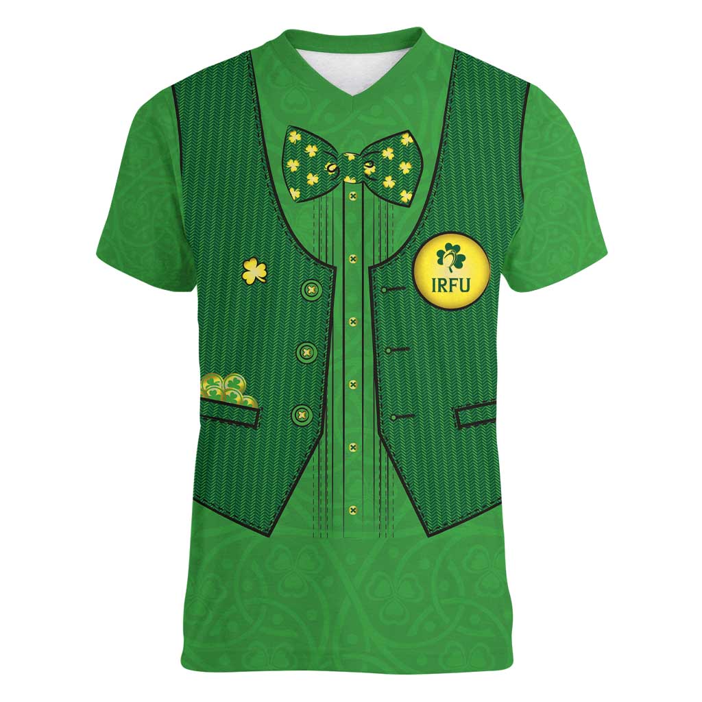 Custom Irish Rugby Women V-Neck T-Shirt St Patrick's Day Style - Gilet Costume - Wonder Print Shop