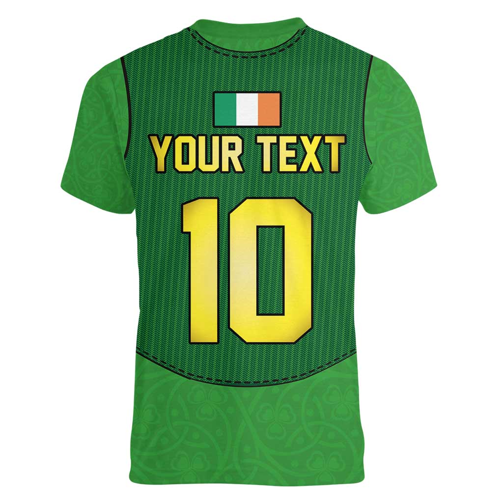 Custom Irish Rugby Women V-Neck T-Shirt St Patrick's Day Style - Gilet Costume - Wonder Print Shop
