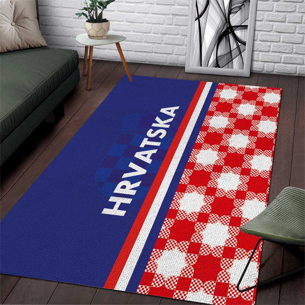 Croatia Hrvatska Checkerboard Half Style Area Rug