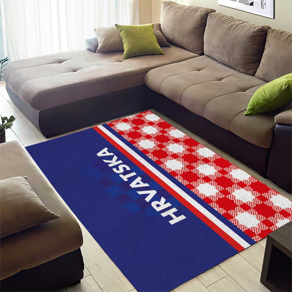 Croatia Hrvatska Checkerboard Half Style Area Rug
