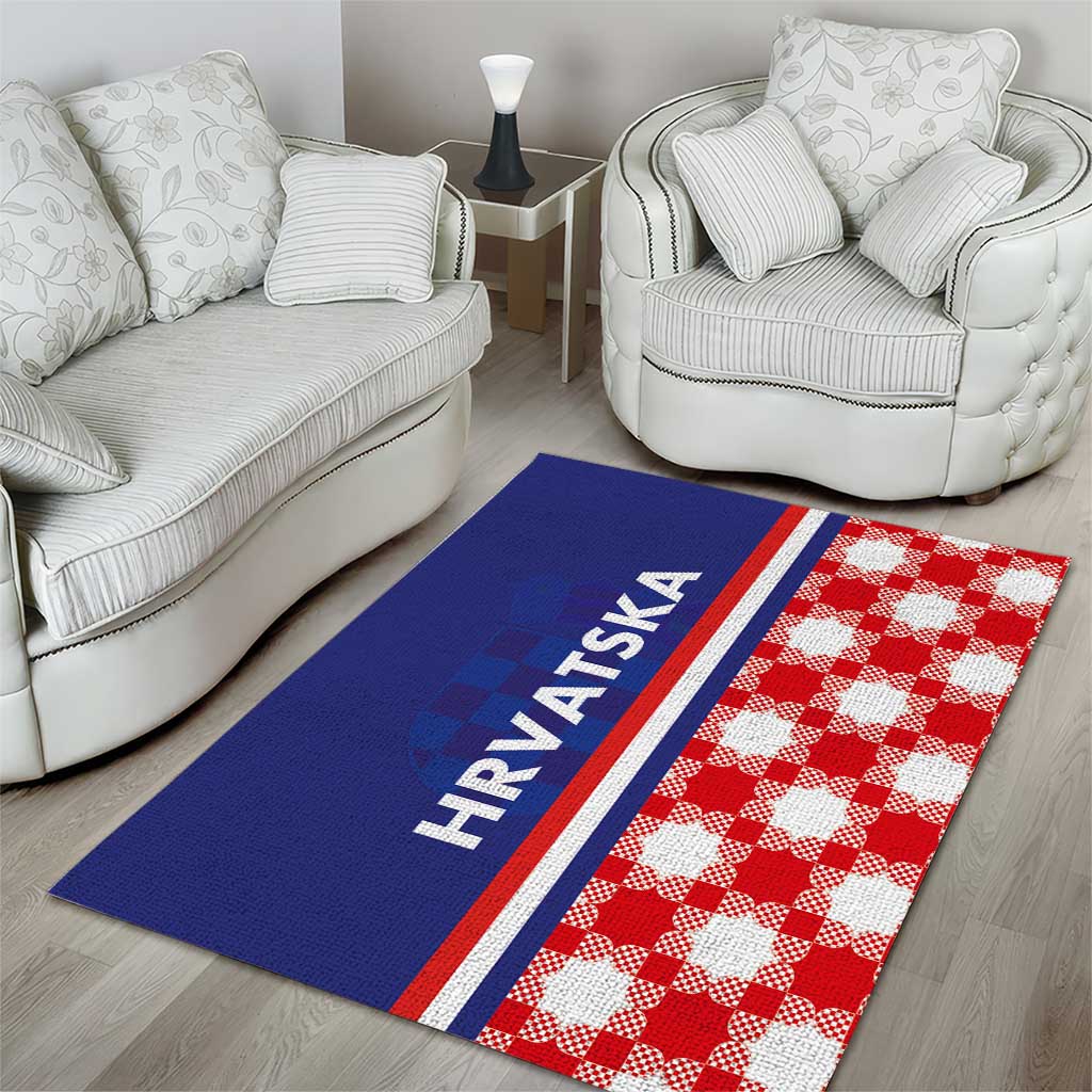 Croatia Hrvatska Checkerboard Half Style Area Rug