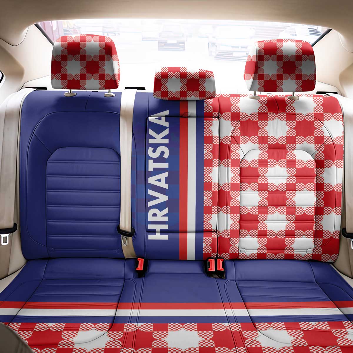 Croatia Hrvatska Checkerboard Half Style Back Car Seat Cover