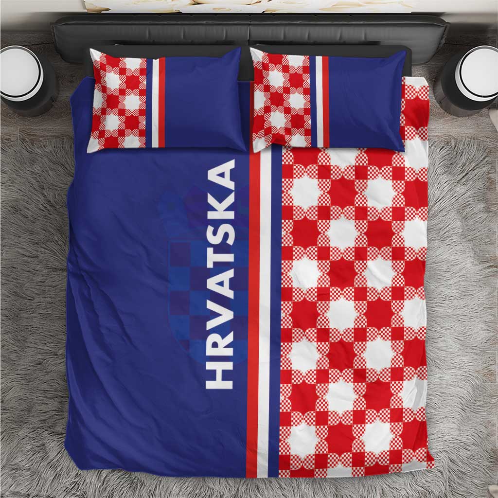Croatia Hrvatska Checkerboard Half Style Bedding Set