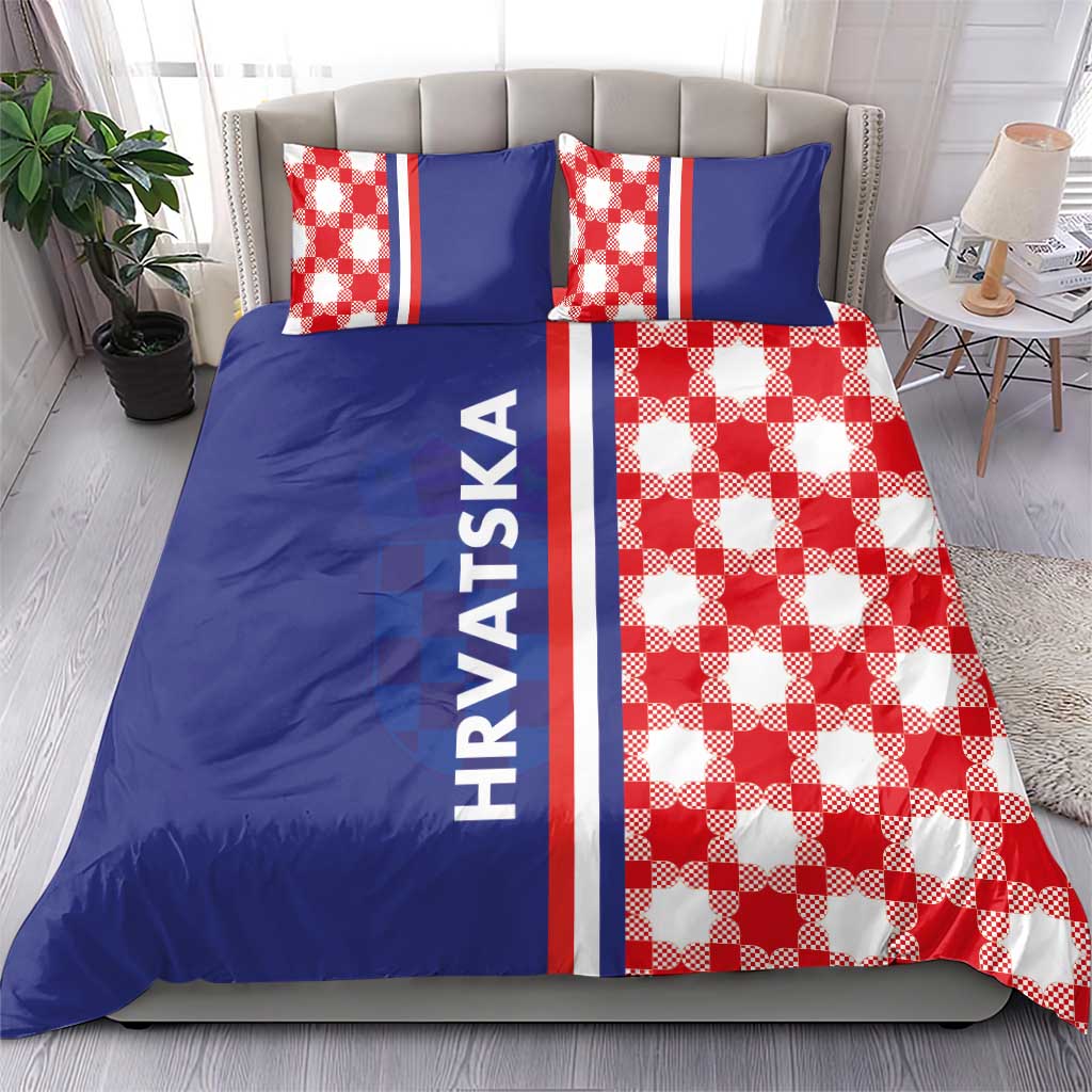Croatia Hrvatska Checkerboard Half Style Bedding Set