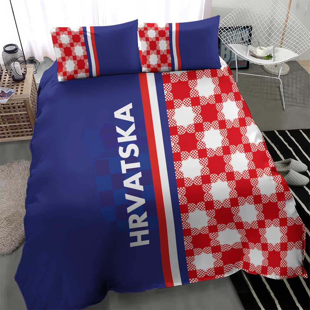 Croatia Hrvatska Checkerboard Half Style Bedding Set