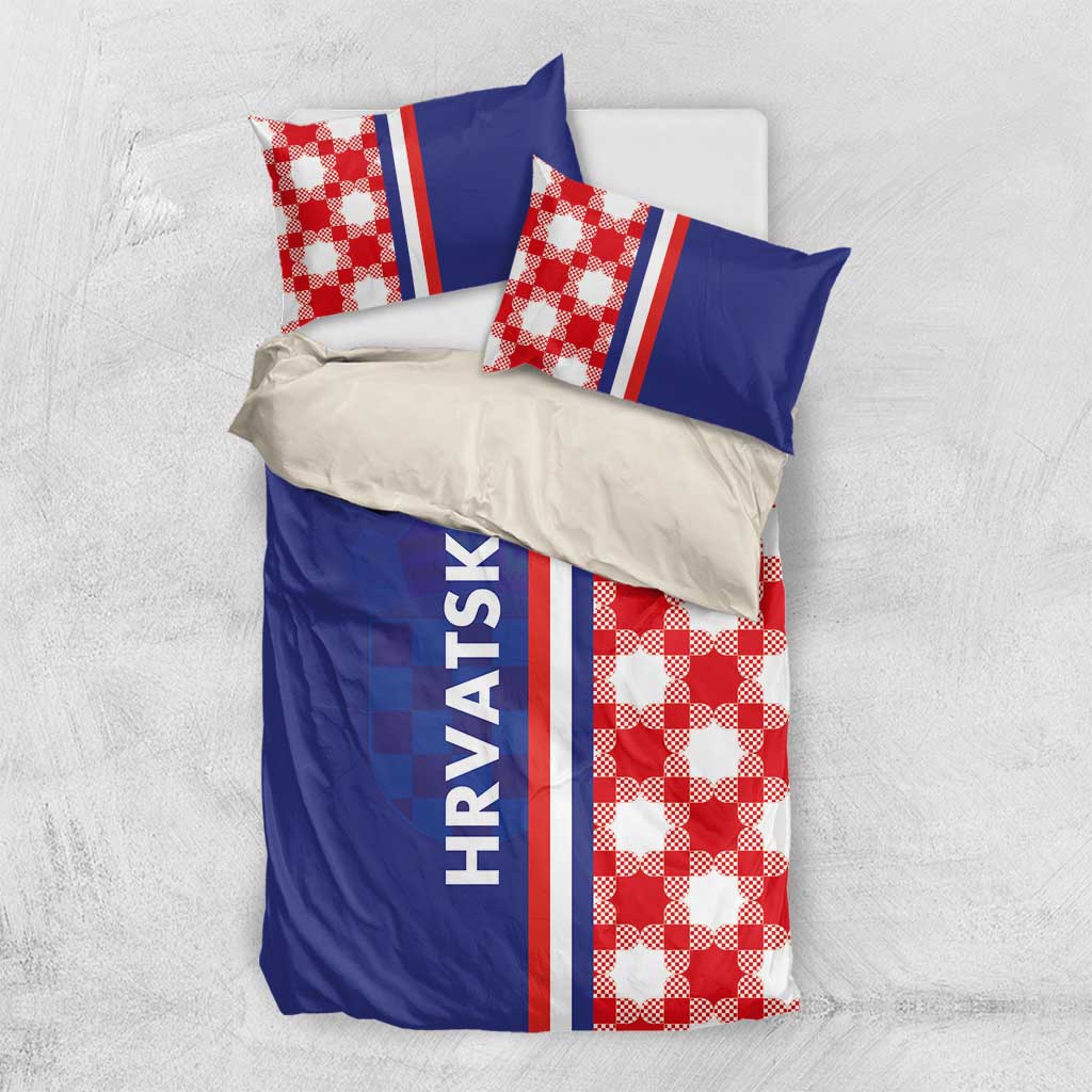 Croatia Hrvatska Checkerboard Half Style Bedding Set