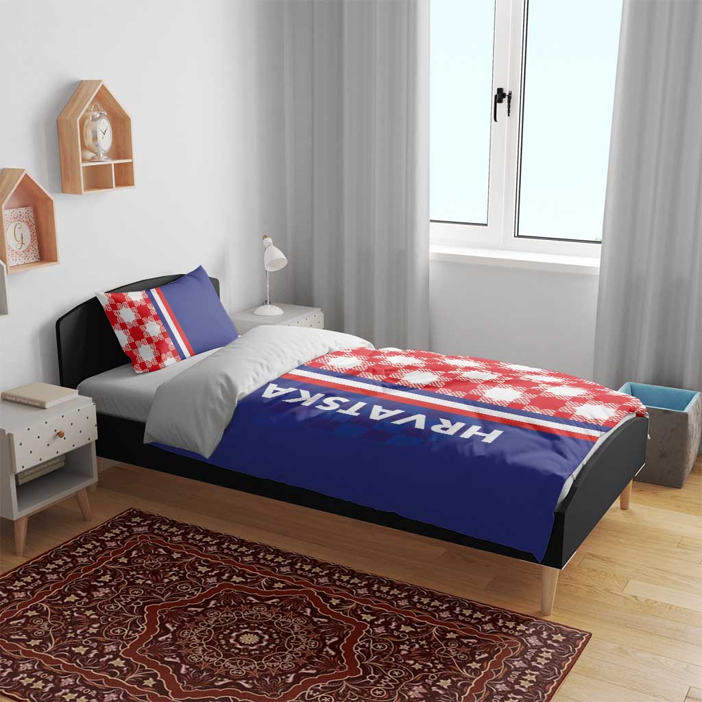 Croatia Hrvatska Checkerboard Half Style Bedding Set
