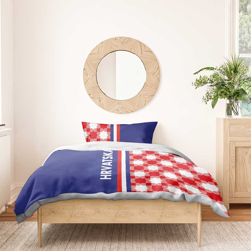 Croatia Hrvatska Checkerboard Half Style Bedding Set