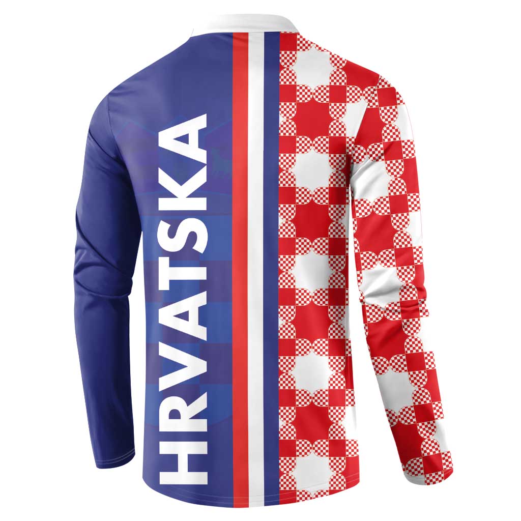 Croatia Hrvatska Checkerboard Half Style Button Sweatshirt