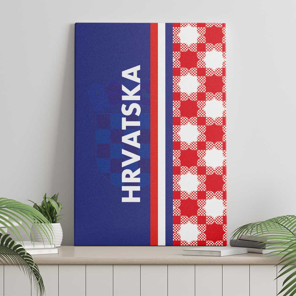 Croatia Hrvatska Checkerboard Half Style Canvas Wall Art