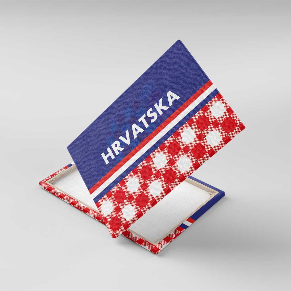 Croatia Hrvatska Checkerboard Half Style Canvas Wall Art