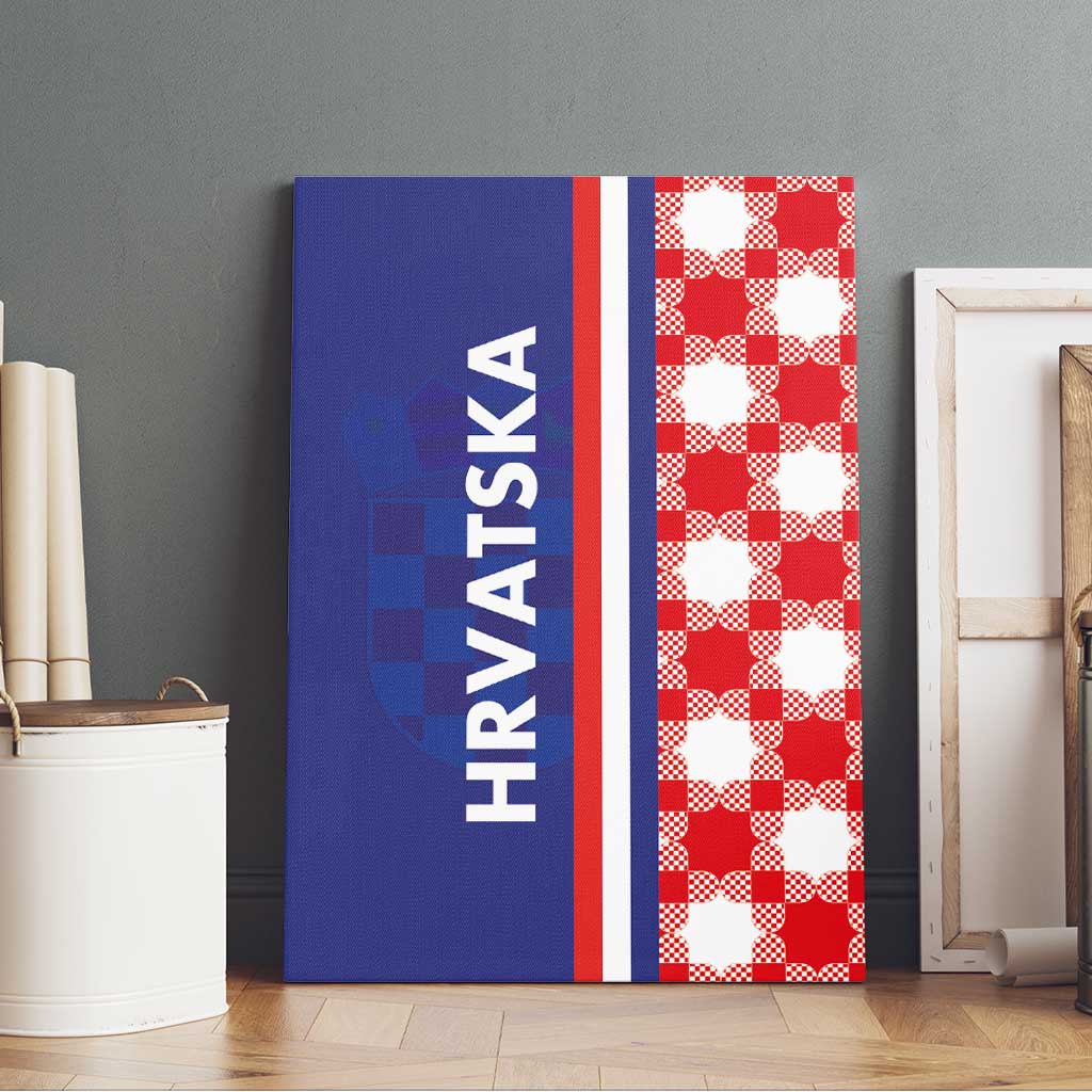 Croatia Hrvatska Checkerboard Half Style Canvas Wall Art