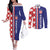 Croatia Hrvatska Checkerboard Half Style Couples Matching Off The Shoulder Long Sleeve Dress and Long Sleeve Button Shirt