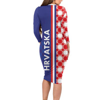 Croatia Hrvatska Checkerboard Half Style Family Matching Long Sleeve Bodycon Dress and Hawaiian Shirt