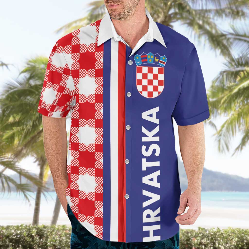 Croatia Hrvatska Checkerboard Half Style Hawaiian Shirt