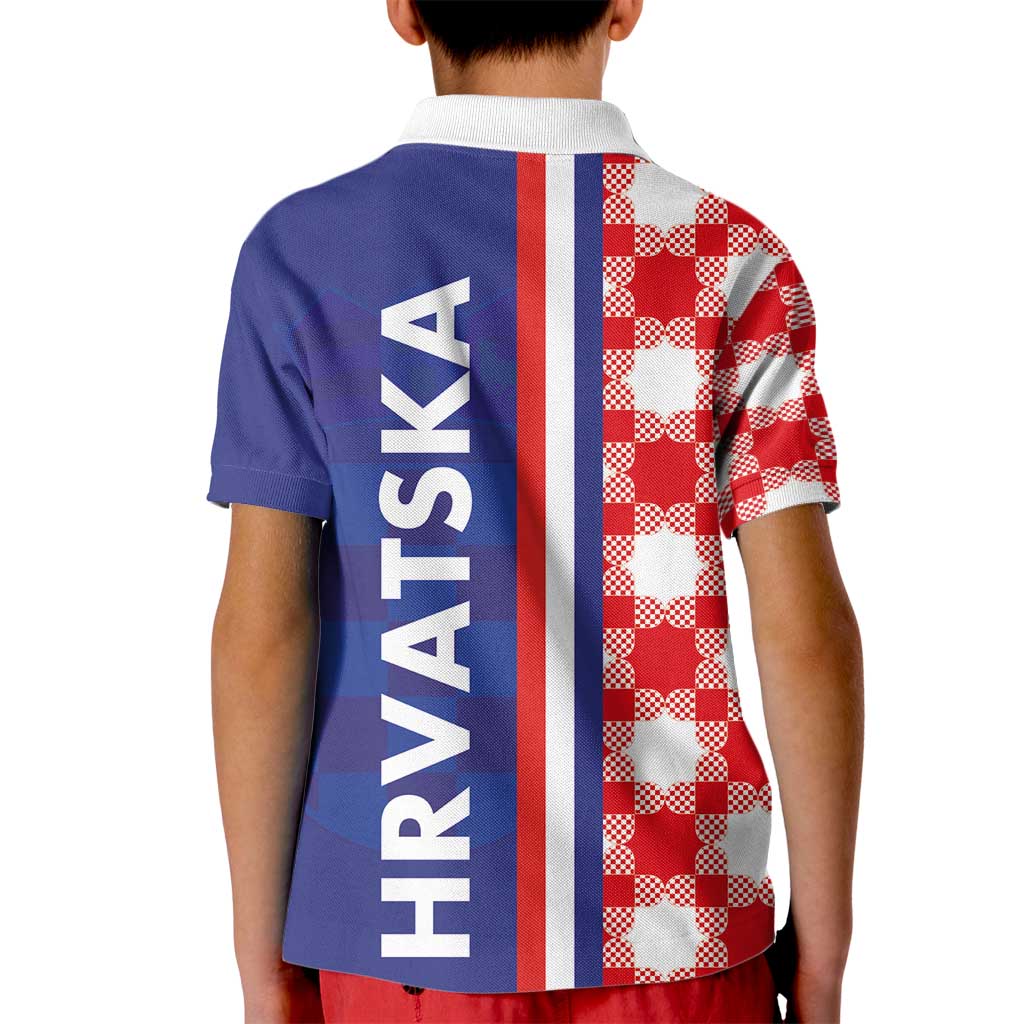 Croatia Hrvatska Checkerboard Half Style Kid Polo Shirt