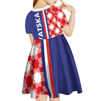 Croatia Hrvatska Checkerboard Half Style Kid Short Sleeve Dress