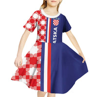 Croatia Hrvatska Checkerboard Half Style Kid Short Sleeve Dress