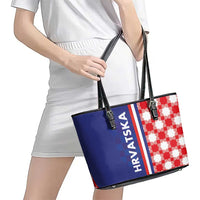Croatia Hrvatska Checkerboard Half Style Leather Tote Bag